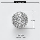 12mm Copper Spacer Beads Micro Pave Round Ball for DIY Jewelry