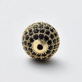 12mm Copper Spacer Beads Micro Pave Round Ball for DIY Jewelry