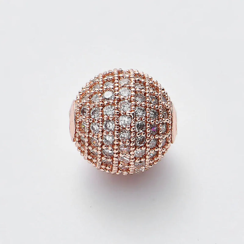 12mm Copper Spacer Beads Micro Pave Round Ball for DIY Jewelry