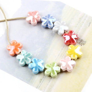 12mm Multicolor Plum Flower Ceramic Beads Porcelain Loose Beads