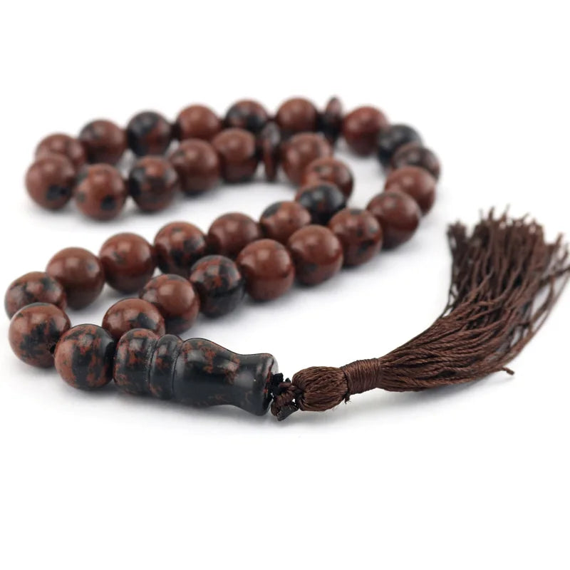 12mm Natural Agate Round Ornament Beads Islamic Rosary Muslim Tasbih Bracelet