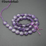 12mm Amethyst Flat Round Coin Stone Loose Beads for Jewelry Making