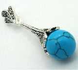 12mm Sand Jade Round Bead Sterling Silver Marcasite Pendant