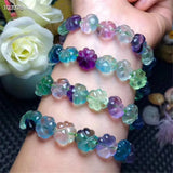 12mm Natural Fluorite Bracelet Wealth Healing Gift Colorful Crystal Beads