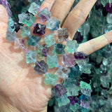 12mm Natural Fluorite Stone Beads 15'' Carved Cube Flower DIY Loose Beads