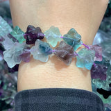 12mm Natural Fluorite Stone Beads 15'' Carved Cube Flower DIY Loose Beads