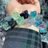 12mm Natural Fluorite Stone Beads 15'' Carved Cube Flower DIY Loose Beads