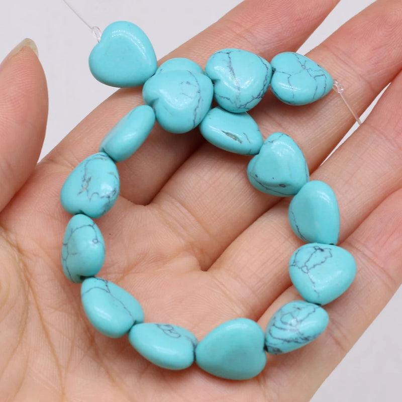 12mm Natural Agates Beads Heart-shaped Malachite Amethyst Loose Beads