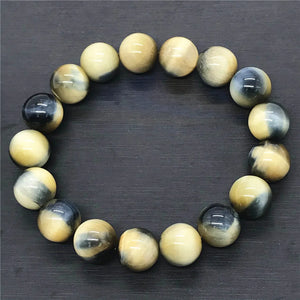 Natural Tiger Eye Bracelet 12mm Crystal Beads Healing Gift