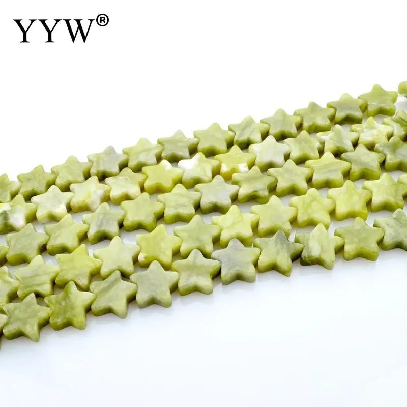 12mm Green Five-Pointed Star Agate Beads 2 Strands