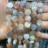 12mm Sunstone Stone Beads 15'' Coin Loose Beads Jewelry Making Women Men Gift