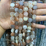 12mm Sunstone Stone Beads 15'' Coin Loose Beads Jewelry Making Women Men Gift