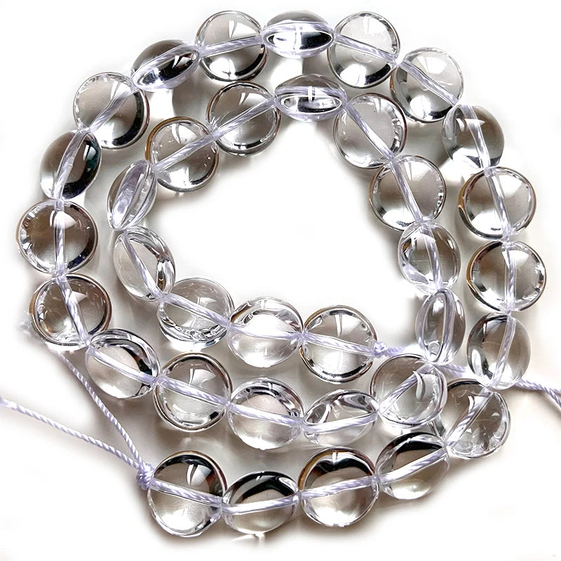 12mm Natural Rock Quartz Beads Button Coin