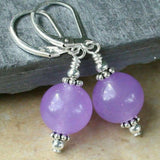 12mm Natural purple jadeite beads 925 silver earrings CARNIVAL