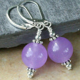 12mm Natural purple jadeite beads 925 silver earrings CARNIVAL