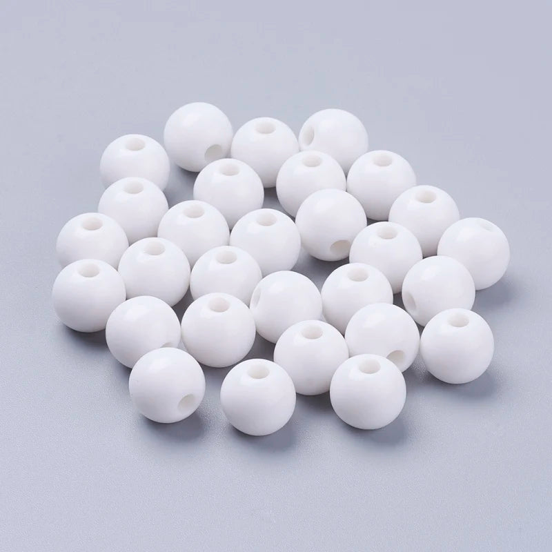 500pcs 12mm Opaque Acrylic Beads DIY Jewelry Making Craft Hole 2mm