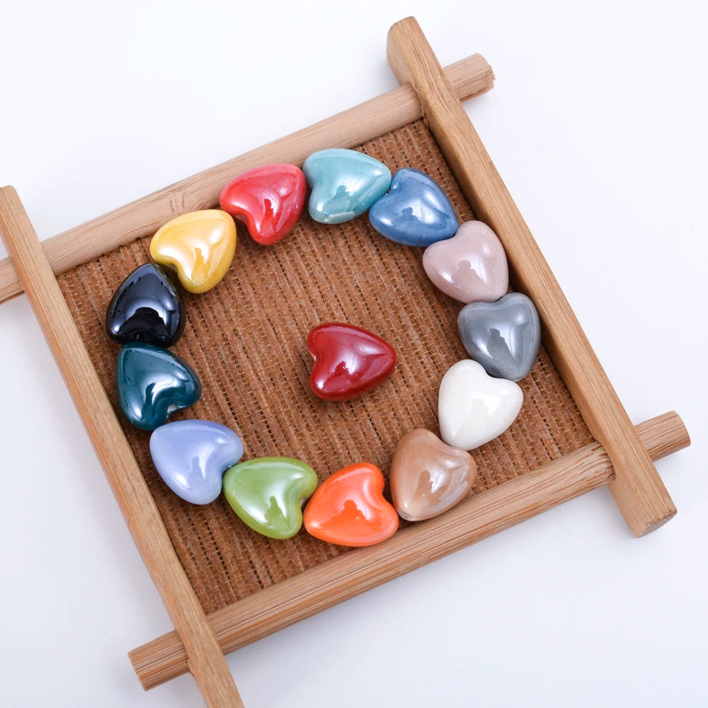 12mm Pure Heart Beads Ceramic Loose Beads For Jewelry making Diy