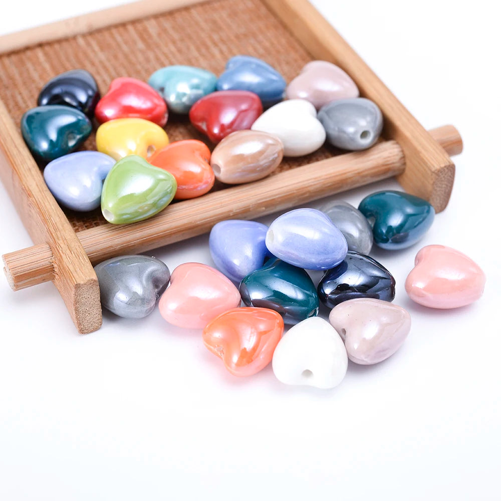 12mm Pure Heart Beads Ceramic Loose Beads For Jewelry making Diy