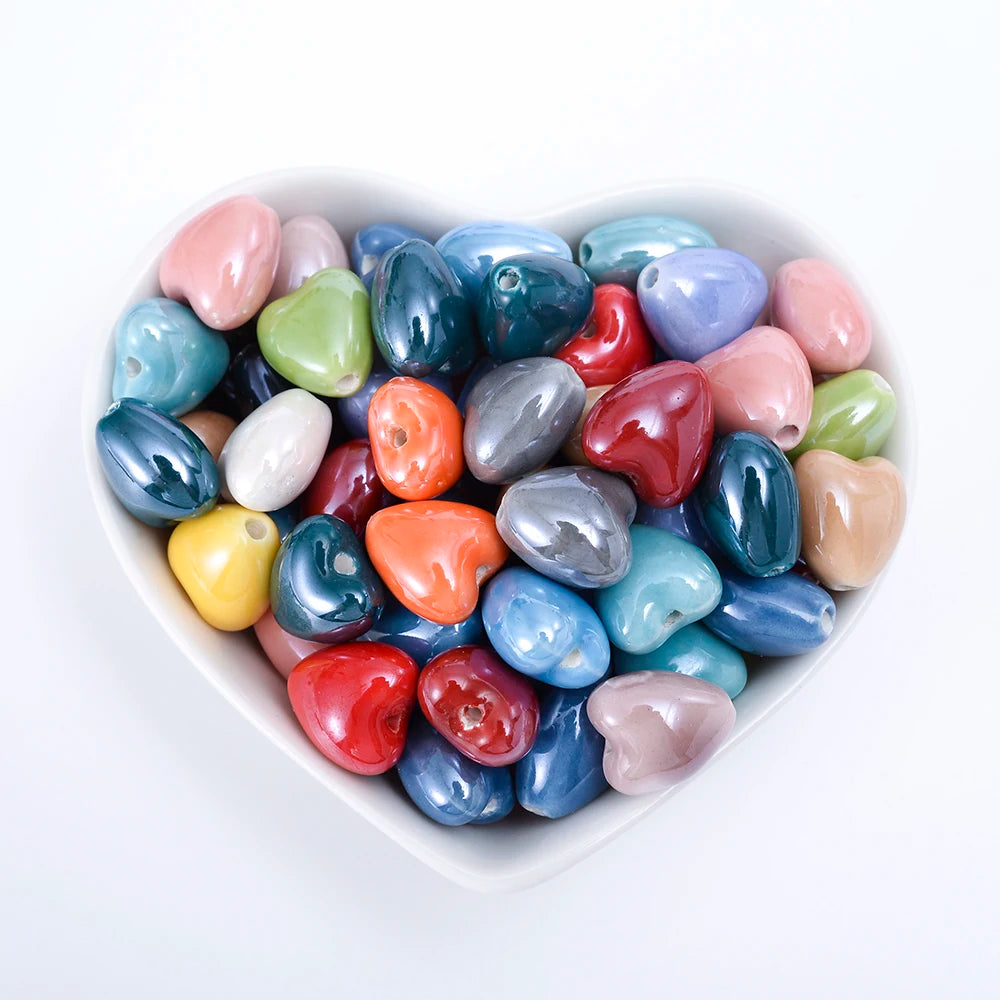 12mm Pure Heart Beads Ceramic Loose Beads For Jewelry making Diy