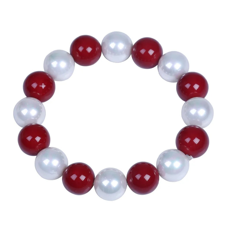 12mm Red Shell Beads Bracelet