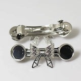 12mm Rhodium Barrette Bases Filigree Bowknot Round Hair Clip
