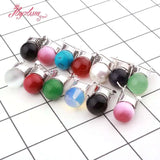 12mm Round Ball Opal Turquoise Sandstone Stone Beads Earrings