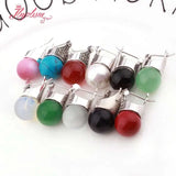 12mm Round Ball Opal Turquoise Sandstone Stone Beads Earrings