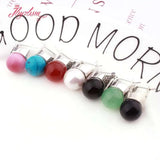 12mm Round Ball Opal Turquoise Sandstone Stone Beads Earrings