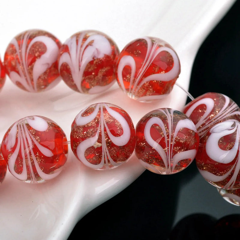12mm Round Lampwork Glass Beads Jewelry Findings