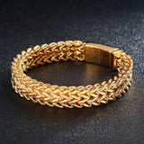 12mm Mesh Chain Bracelet Stainless Steel Gold/Silver Men's Bracelet
