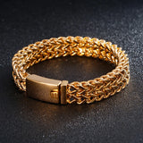 12mm Mesh Chain Bracelet Stainless Steel Gold/Silver Men's Bracelet