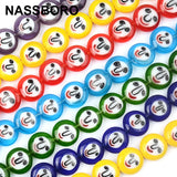 12mm Smiley Lampwork Glazed Glass Round Beads Flat Beads