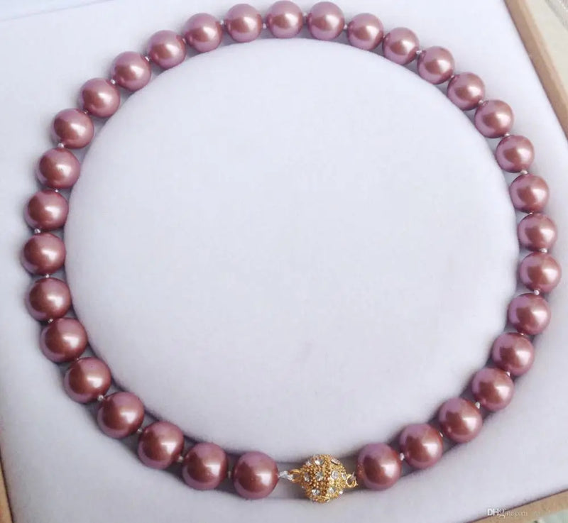 12mm South Shell Pearl Beads Necklace with Magnet Clasp