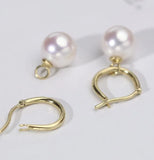 12mm Tahitian South Sea Shell Pearl Earring 18k Aurora Flawless