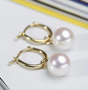 12mm Tahitian South Sea Shell Pearl Earring 18k Aurora Flawless