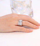 12mm Wide Stainless Steel Rhinestone Ring