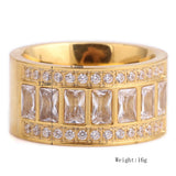 12mm Wide Stainless Steel Rhinestone Ring