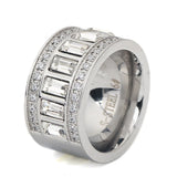12mm Wide Stainless Steel Rhinestone Ring