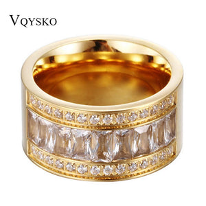 12mm Wide Stainless Steel Rhinestone Ring