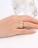 12mm Wide Stainless Steel Rhinestone Ring