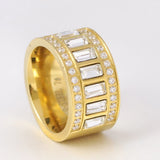 12mm Wide Stainless Steel Rhinestone Ring