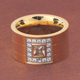 12mm Wide Ring Jewelry Silver Stainless Steel Stone Anillos Rhinestone Women