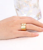 12mm Wide Ring Jewelry Silver Stainless Steel Stone Anillos Rhinestone Women