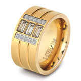 12mm Wide Ring Jewelry Silver Stainless Steel Stone Anillos Rhinestone Women