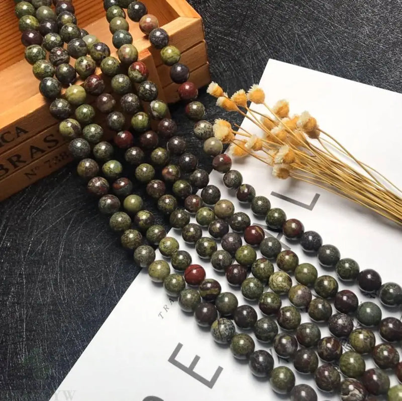 12mm Dragon Blood Stone Lucky Gemstone Chain 15 Inches
