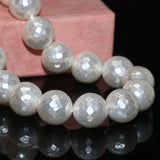 12mm Shell Pearl Faceted Round Loose Beads for Jewelry Making