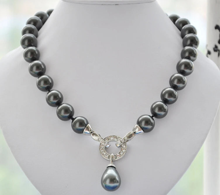 12mm Shell Pearl Necklace with Drip Pendant 18inch