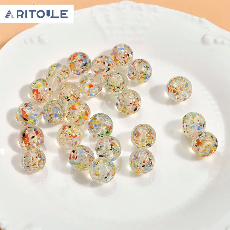 12mm Transparent Floral Glass Beads for DIY Bracelet Necklace Earrings