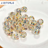 12mm Transparent Floral Glass Beads for DIY Bracelet Necklace Earrings