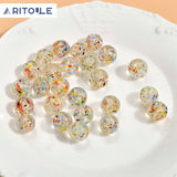 12mm Transparent Floral Glass Beads for DIY Bracelet Necklace Earrings